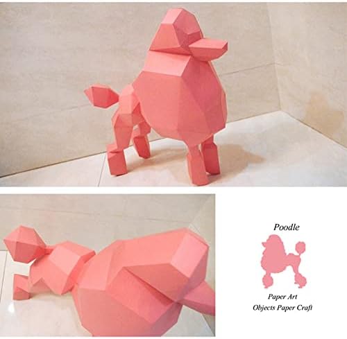Libwx Poodle מראה Diy אוריגמי פאזל תלת מימד פסל נייר נייר יצירתי דגם נייר בעבודת יד גביע נייר גאומטרי קישוט קישוט