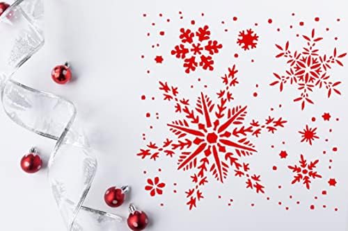 סט של כוכבי עיצוב חג מולד שמח פתיתי שלג לשימוש חוזר סטנסיל A5 A4 A3 וגדלים שונים הניתנים לשימוש חוזר לקישוט סקראפטים של כרטיסים מתנה / שלג 22