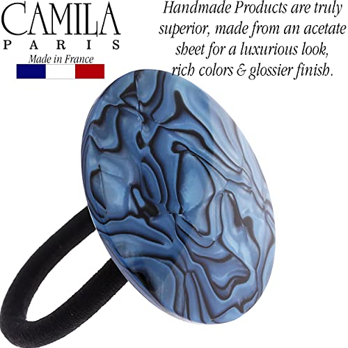 קמילה פאריס2964 צרפתית שיער קוקו מחזיקי עניבות, עגול, בעבודת יד, כחול, חזק להחזיק אחיזה שיער קליפים לנשים, לא להחליק ועמיד סטיילינג בנות שיער אביזרים, תוצרת צרפת