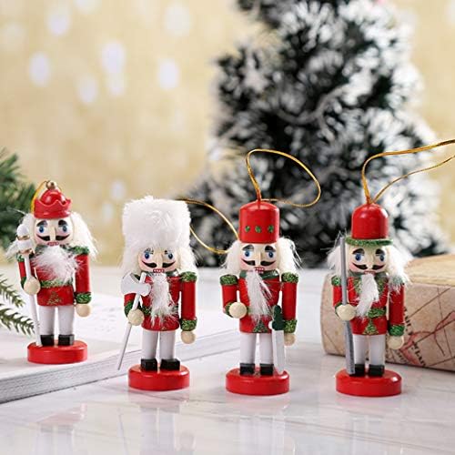 צעצוע אדום מיני קישוטי 4 יחידות 4 אינץ עץ מפצח אגוזים קישוטי סט בובות צעצועי עץ דמויות חג המולד בית קישוטי חיצוני צעצועים