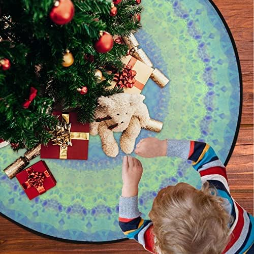 מחצלת עץ חג המולד Visesunny כחול ירוק כחול סימטרי בוהו היפי מופשט מנדלה עץ עץ עץ מחצלת מגן רצפה סופג