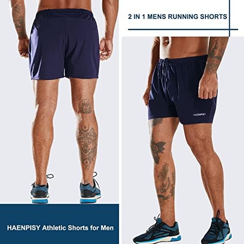 מכנסי אימון של Haenpisy Mens עם אוניית דחיסה מהירה משקל קל יבש 2 בכיס אחורי של מכנסי ריצה אתלטים