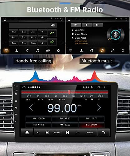 סטריאו לרכב אנדרואיד 9 אינץ 'עבור טויוטה קורולה אקס 2007-2012 עם Apple Carplay אלחוטי, מסך מגע Rimoody Corolla רדיו רדיו Bluetooth GPS wifi fm Cirlor Link RCA USB SWC + מצלמת גיבוי