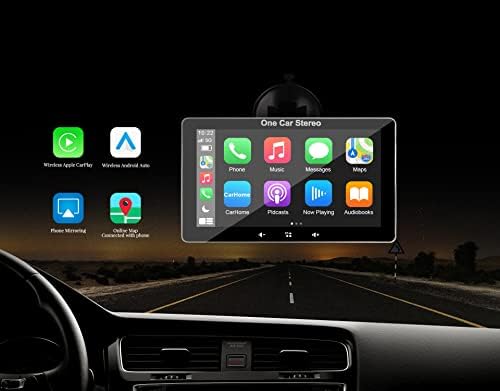 OneCarstereo מקלט שמע רדיו נייד לרכב עם Carplay Wireless ו- Android Auto, 7 אינץ 'IP