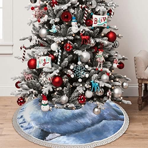 נבל חותם טפט טפט הדפסת חצאית עץ חג המולד עם ציצית 48 מעבה עץ חג המולד חצאיות חג המולד קישוטי חג המולד