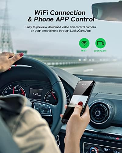 4K Dash Cam Wifi GPS - מצלמת מקף כפולה קדמית ואחורית למכוניות, מסך מגע IPS 3 אינץ