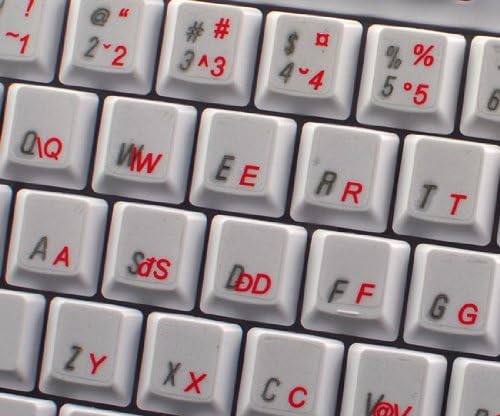 4 מקלדת רומנית מקלדת מדבקה עם אדום אותיות על שקוף רקע לשולחן עבודה, מחשב נייד ומחברת