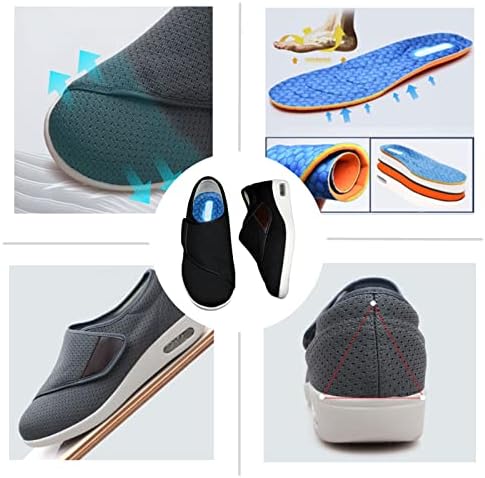 נעליים סוכרתיות מורחבות של נשים ZGDG, נעלי רגליים נפוחות עם רצועה מתכווננת, נעליים אתלטיות רשת קלות לסוכרת בצקת פלנטאר פשיטיטיס נפיחות ברגל, גודל 5.5-10