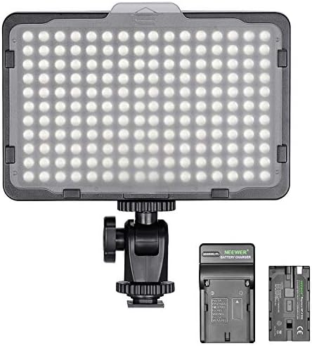 Neewer Dimmable 176 LED Video Light On Panel LED עם סוללה ומטען של 2200mAh li-ion for Canon, Nikon, Samsung, Olympus ומצלמות SLR דיגיטליות אחרות לצילומי וידיאו סטודיו