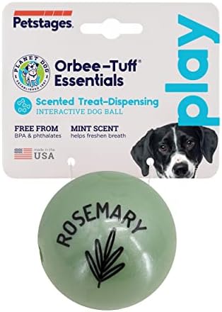 Planet Dog Orbee-Tuff Essentials Rosemary ריחני גלוש אינטראקטיבי כדור כלבים טיפל במתקן צעצוע, ירוק