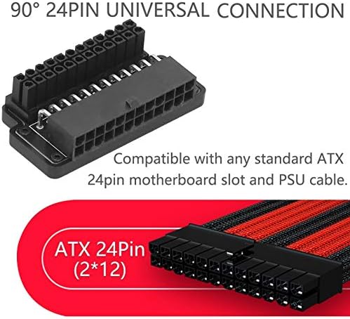 753 עבור ATX 24 PIN 90 מתאם, עבור ATX 24 PIN נקבה עד 24 פינט זכר מתאם כוח 90 מעלות, לוח מתאם כוח ימני לזווית עבור אספקת מחשב שולחנית