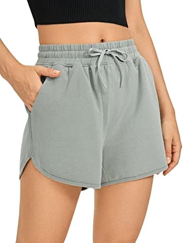 CRZ יוגה מכנסי זיעה מזדמנים לנשים - 3.5 ''/6 '' אתלטי קיץ נוח מכנסי כותנה קצרים מכנסי חדר כושר מכנסיים קצרים עם כיסים