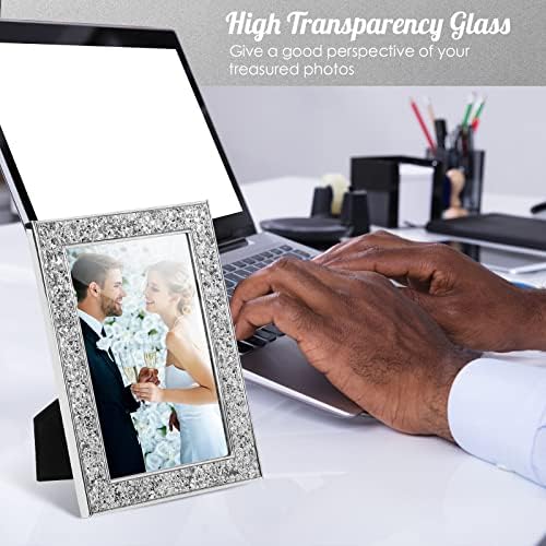 Kathfly 6 PCS 5 x 7 אינץ 'מסגרות תמונה נצנצים, מסגרת צילום נצנצים רסיס לשולחן או קיר חתונה חתונה חתונה מסגרת תמונה מסגרת תמונה אופקית או אנכית לתצוגה ביתית