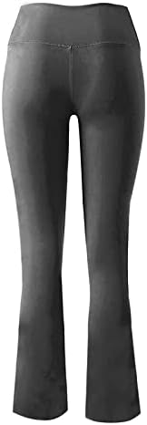 VEZAD לנשים מוצקות/מודפסות מירך המותניים מכנסיים מותניים גבוהים מכנסיים מתרחבים מכנסי מסלול יוגה חריץ מזדמנים