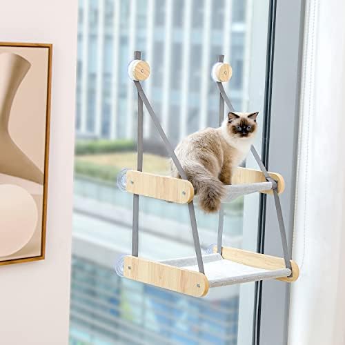 חתול חלון מוט, כפול שכבות חתול חלון ערסל, חלון רכוב חתול מושב חתול מיטת לחתולים מקורה