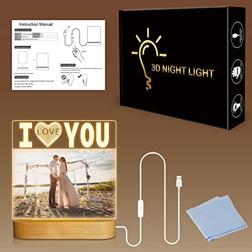 Attivolife Acrylic אני אוהב אותך מסגרת תמונה - מסגרות צילום עם צבע חם LED לצד אור, תצוגה שולחן עבודה מתנות זיכרון יצירתי להורים וליום האהבה וחתונה ויום השנה