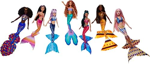 דיסני בת הים הקטן אולטימטיבי אריאל אחיות 7-חבילת סט, אוסף של 7 אופנה בת ים בובות, צעצועי בהשראת סרט