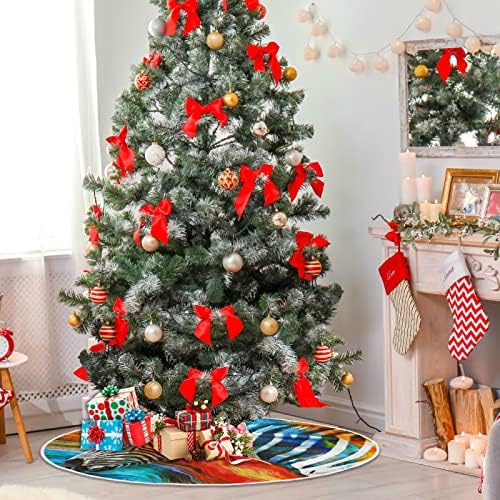 צביעת שמן זברה צבעונית צבעונית חצאית עץ חג המולד 36 אינץ 'מפלגת חג מפלגת חג עץ קישוטי מחצלת