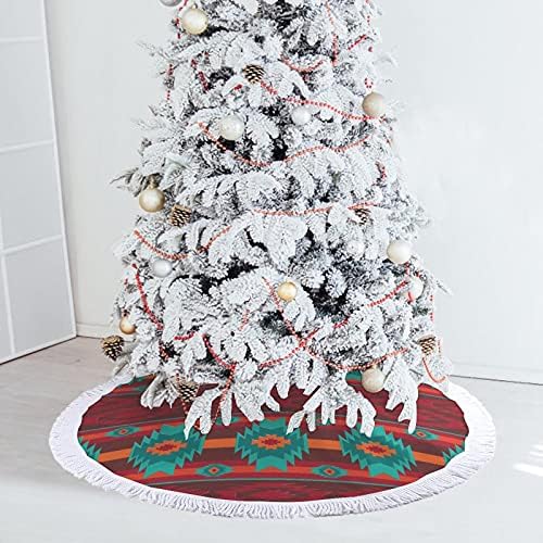 מחצלת חצאיות עץ חג המולד של נאוואג'ו דרום -מערבית עם קישוטי מסיבות חג לחוות ליל כל הקדושים 48 x48