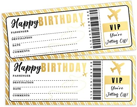 כרטיס הזמנה למסיבת יום הולדת GGJGRPX, מתנת עלייה למטוס ביום הולדת, טיול הפתעה, טיול, חשיפת חג, קופון שובר טיס זהב לילדים, בנות בנים, חגיגת מסיבות לבני נוער