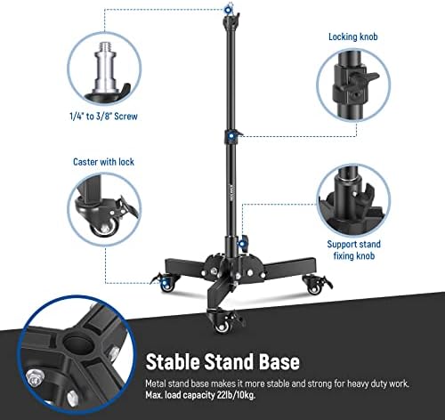 חדש 2 מארז מעמד אור כבד עם גלגלים, מעמד חצובה מתקפל בגובה 2.4 רגל לכל היותר לצילום בזווית נמוכה, מעמד אור לצילום לסופטבוקס, מונולייט וציוד צילום אחר, רחוב 72