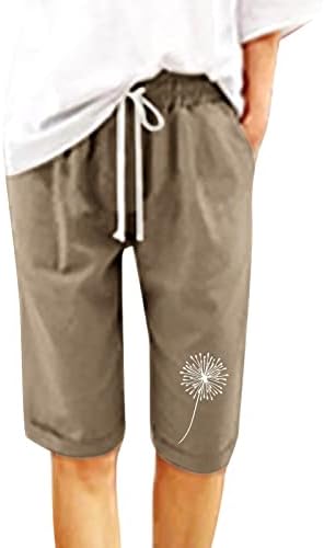 מכנסיים קצרים ברמודה לנשים באורך הברך קיץ מכנסי ג'רזי בצבע אחיד מזדמן עם כיסים מכנסיים קצרים ארוכים נוחים רופפים