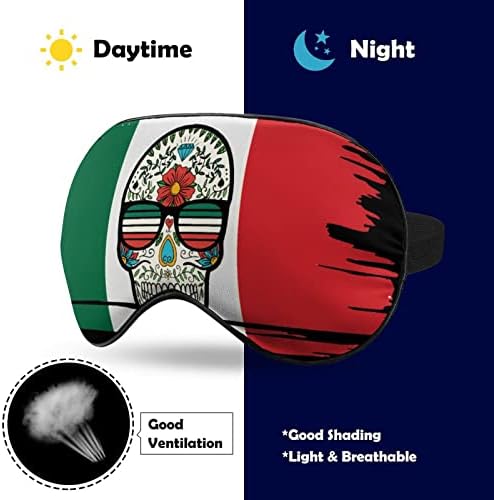 דגל מקסיקו גולגולת גולגולת עין שינה צללת עיניים עם רצועה מתכווננת כיסוי עיניים לנסיעת מטוס