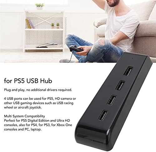 4 יציאות רכזות USB עבור PS5, מהירות גבוהה USB 2.0 הרחבה מרחב רכזת מטען מתאם מתאם התואם למהדורה דיגיטלית של PS5 מרחיב יציאות קונסולה משחק