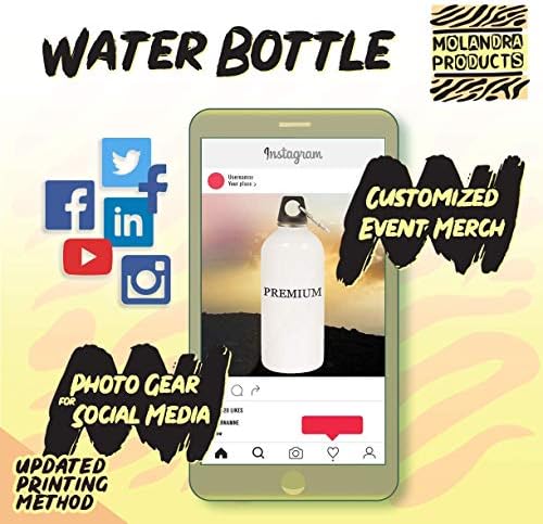 מוצרי מולנדרה endochrome - 20oz hashtag בקבוק מים לבנים נירוסטה עם קרבינר, לבן