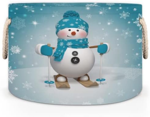 פתית שלג של שלג בחורף סלים עגולים גדולים לאחסון סלי כביסה עם ידיות סל אחסון שמיכות למדפי אמבטיה פחים לארגון משתלת הילדה הילדה