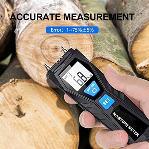 Genigw שני סיכות לחות עץ דיגיטלית E Digital Meter Tester Tester Conl Timber Timber Dapector LCD