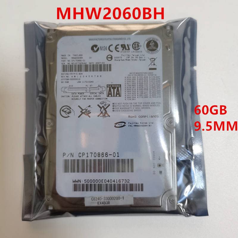 Midty HDD עבור 60GB 2.5 SATA 3 GB/S 8MB 5400RPM 9.5 ממ לדיסק קשיח פנימי למחברת HDD עבור MHW2060BH