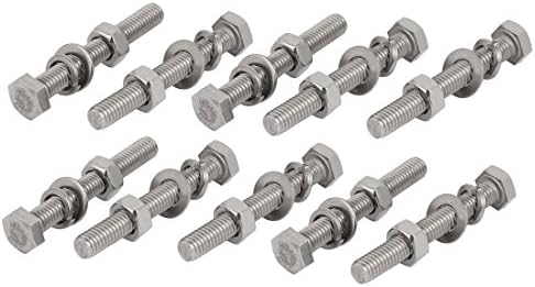 uxcell 10 pcs 304 נירוסטה M6x50mm Bolts Wolts W Luts and Washer