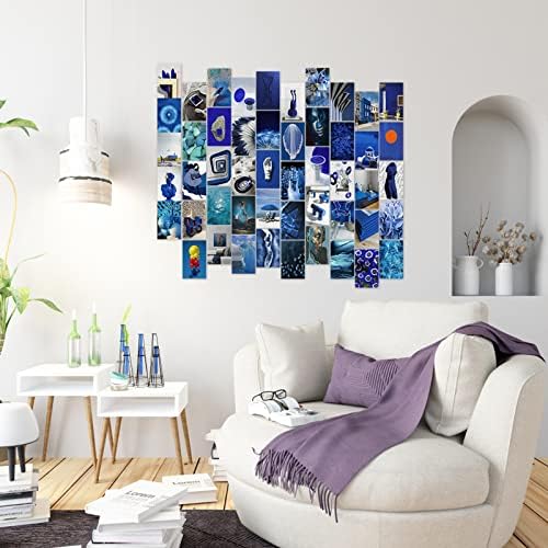 רייקסוי 50 יחידות אסתטי אסתטי קליין כחול עיצוב תמונות קיר קולאז 'ערכת חדר מגניב קישוטים לחדר שינה לקולאז' לבני נוער מבוגרים